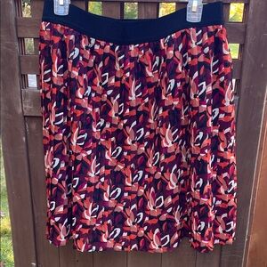 LOFT A-Line Skirt with Red and Black Floral Design